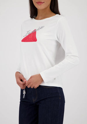 Monari Long Sleeve Shirt with Emblem, White