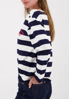 Monari Long Sleeve Striped Top with Print, Navy