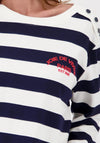 Monari Long Sleeve Striped Top with Print, Navy