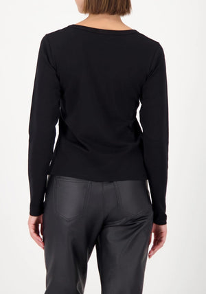Monari Rhinestone Pattern Long Sleeve Top, Black