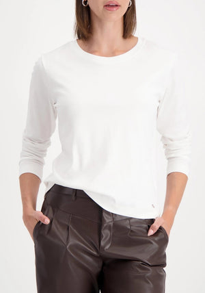 Monari Basic Round Neck Long Sleeve Top, White