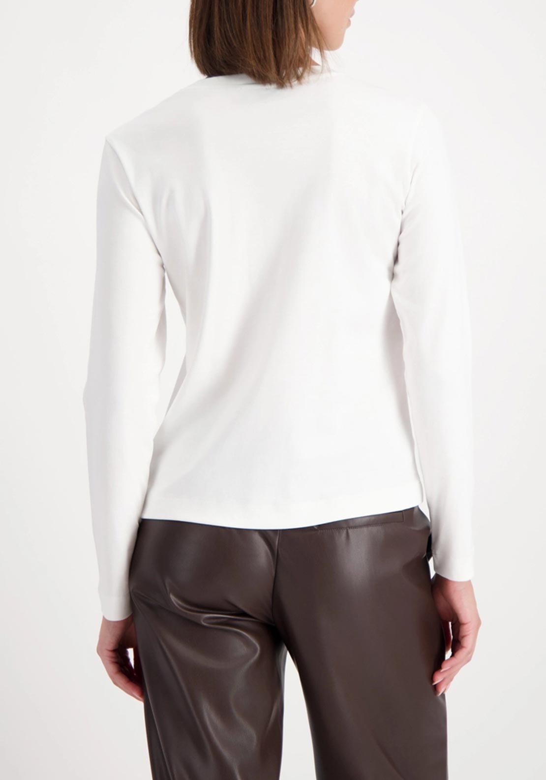 Monari Basic Round Neck Long Sleeve Top, White