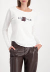 Monari Teddy Logo Print Long Sleeve Top, White