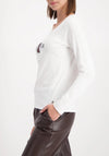 Monari Teddy Logo Print Long Sleeve Top, White