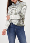 Monari Roll Neck Gallery Print Top, Green
