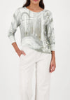Monari Long Sleeve Gallery Print Top, Green