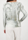 Monari Long Sleeve Gallery Print Top, Green