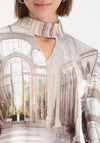 Monari Gallery Print High Neck Top, Beige