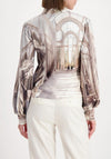 Monari Gallery Print High Neck Top, Beige
