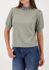 Monari Sequined Collar Top, Green