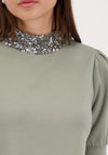 Monari Sequined Collar Top, Green