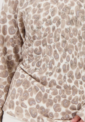 Monari Rhinestone Embellished Leopard Print Sweater, Champagne