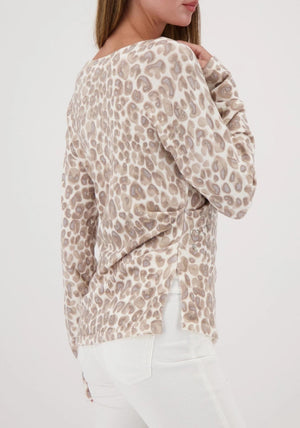 Monari Rhinestone Embellished Leopard Print Sweater, Champagne