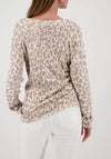 Monari Rhinestone Embellished Leopard Print Sweater, Champagne