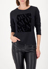 Monari Lurex Print Long Sleeve Top, Black