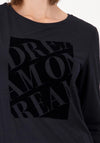 Monari Lurex Print Long Sleeve Top, Black