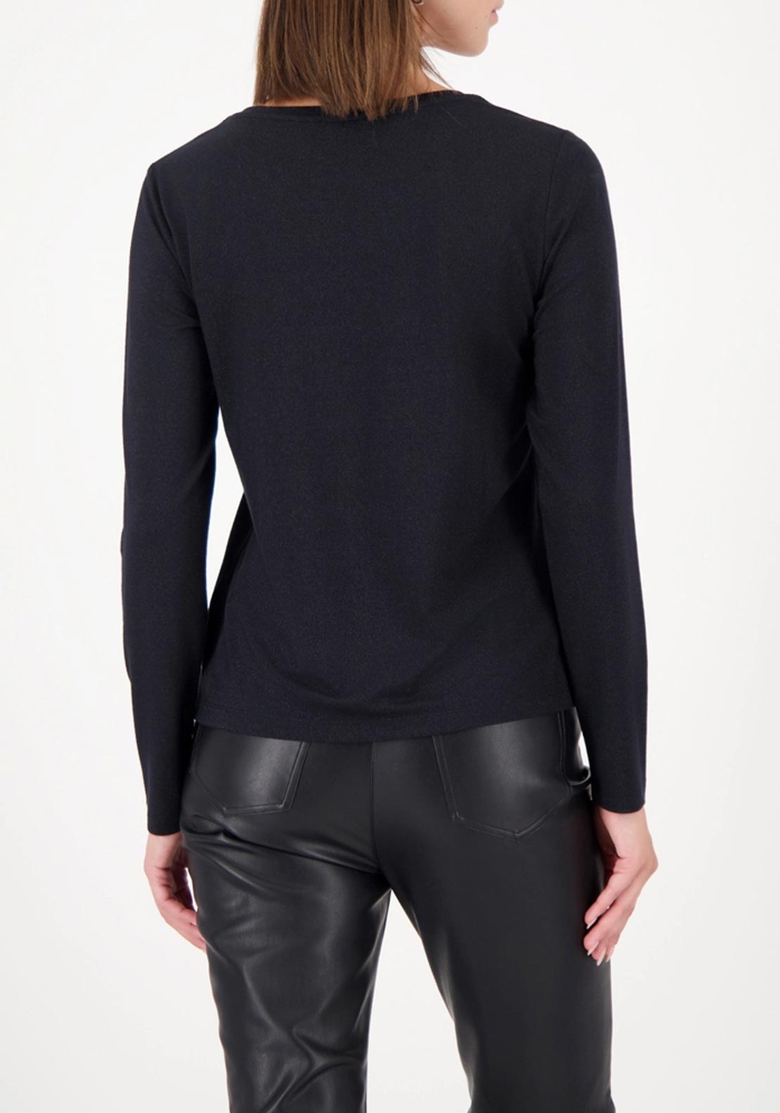 Monari Lurex Print Long Sleeve Top, Black