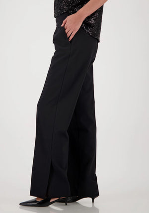 Monari Straight Leg Side Slit Trousers, Black