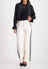 Monari Side Stripe Straight Leg Trousers, Cream