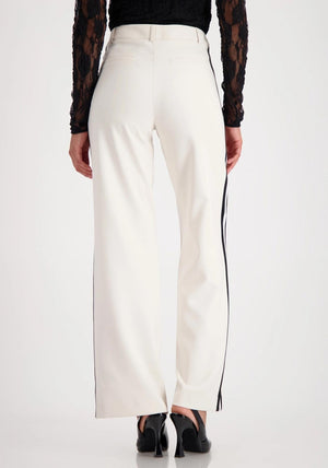 Monari Side Stripe Straight Leg Trousers, Cream