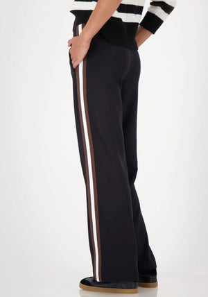 Monari Straight-Leg Side Stripe Trousers, Black