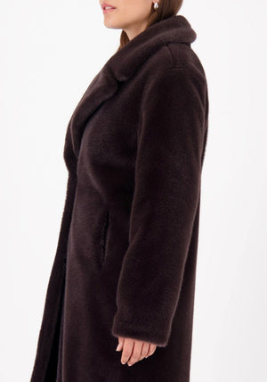 Monari Faux Fur Fluffy Texture Coat, Brown