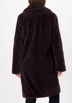 Monari Faux Fur Fluffy Texture Coat, Brown