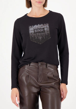 Monari Rhinestone Embellished Top, Black