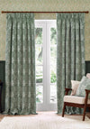 Morris & Co Marigold Lined Pencil Pleat Curtains, Leaf Green