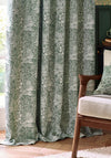 Morris & Co Marigold Lined Pencil Pleat Curtains, Leaf Green