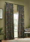 Morris & Co Seaweed Lined Pencil Pleat Curtains, Indigo Multi