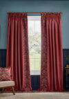 Morris & Co Strawberry Thief Embroidery Lined Pencil Pleat Curtains, Berry