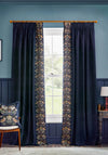 Morris & Co Strawberry Thief Embroidery Lined Pencil Pleat Curtains, Indigo Blue