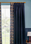 Morris & Co Strawberry Thief Embroidery Lined Pencil Pleat Curtains, Indigo Blue