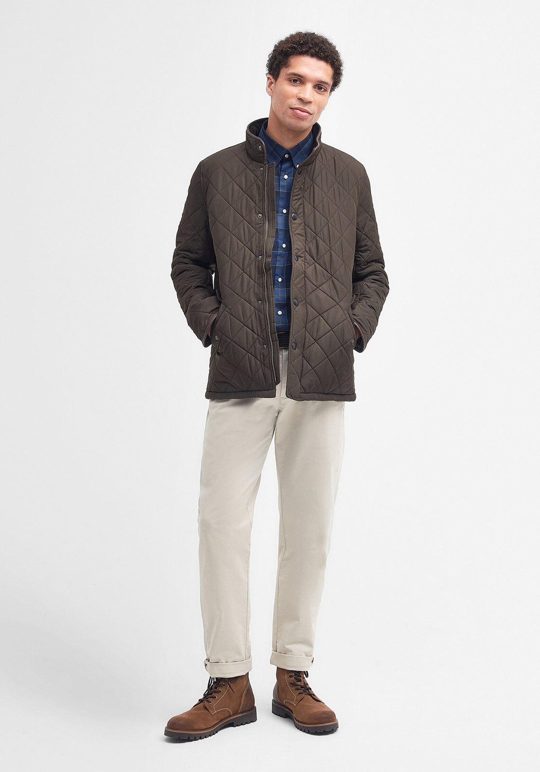 Barbour Men's Powell Quilted Chelsea Style Jacket, Olive Green