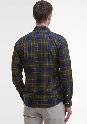 Barbour Men’s Wethram Tartan Tailored Shirt, Dark Green Multi