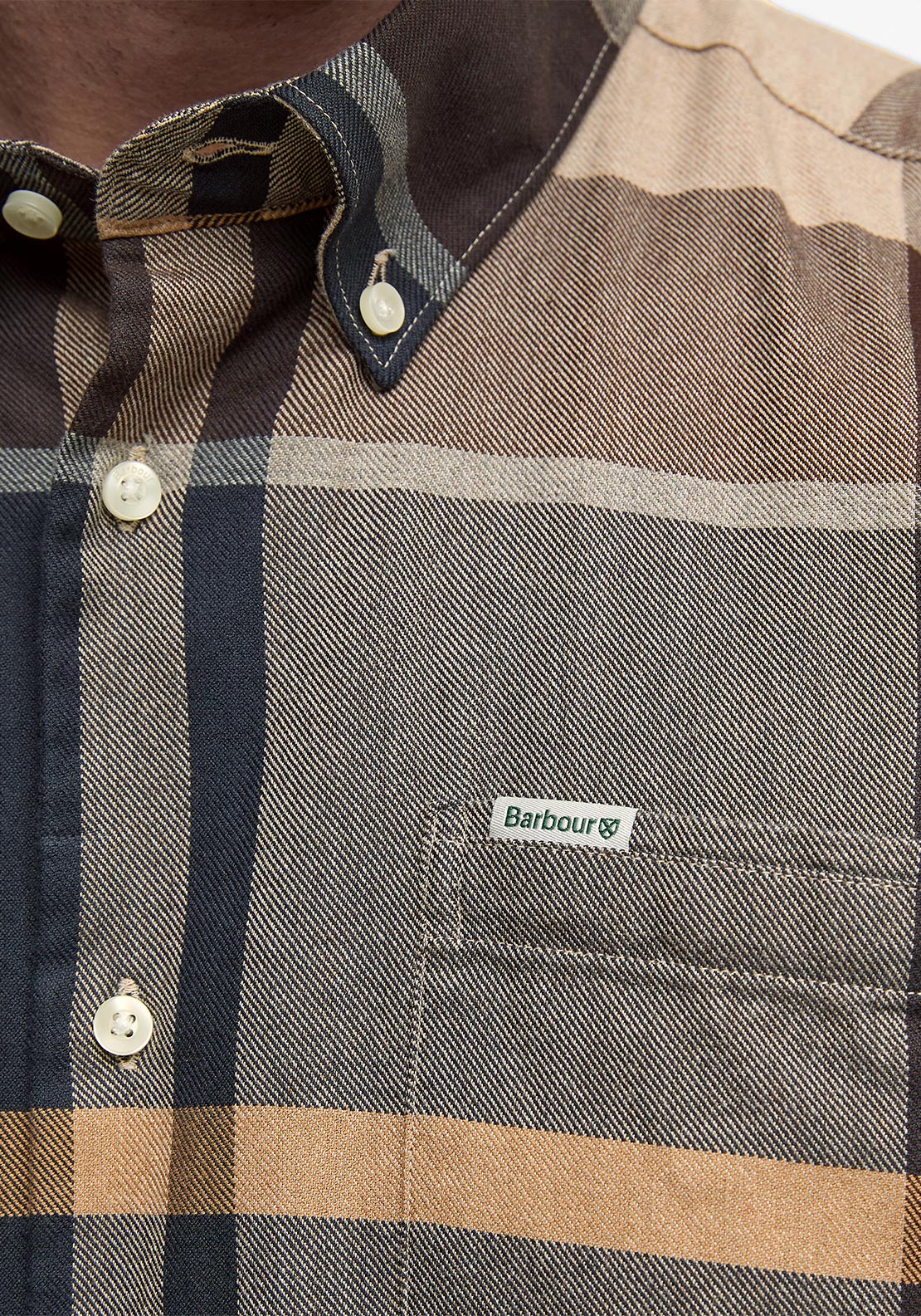 Barbour Men’s Bearpark Tartan Tailored Shirt, Dark Beige Multi
