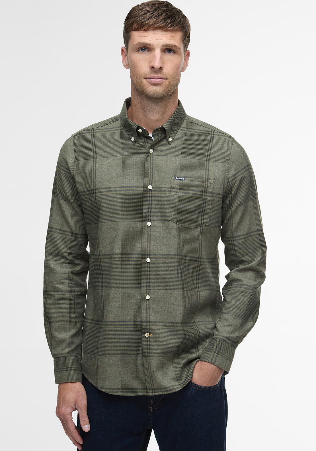 Barbour Men’s Heaney Checked Shirt, Olive