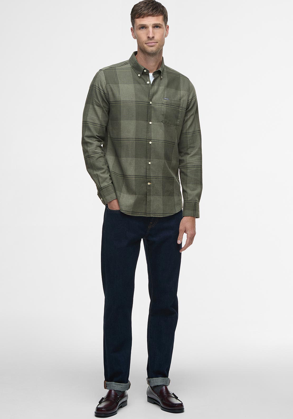 Barbour Men’s Heaney Checked Shirt, Olive