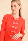 Caroline Kilkenny Maggy Bow Placket Midi Dress, Orange