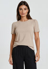 Malissa J One Size Puff Sleeve Jersey Top, Beige