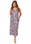 Marlon Satin Feel Floral Print Nightdress, Purple