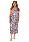 Marlon Satin Feel Floral Print Nightdress, Purple