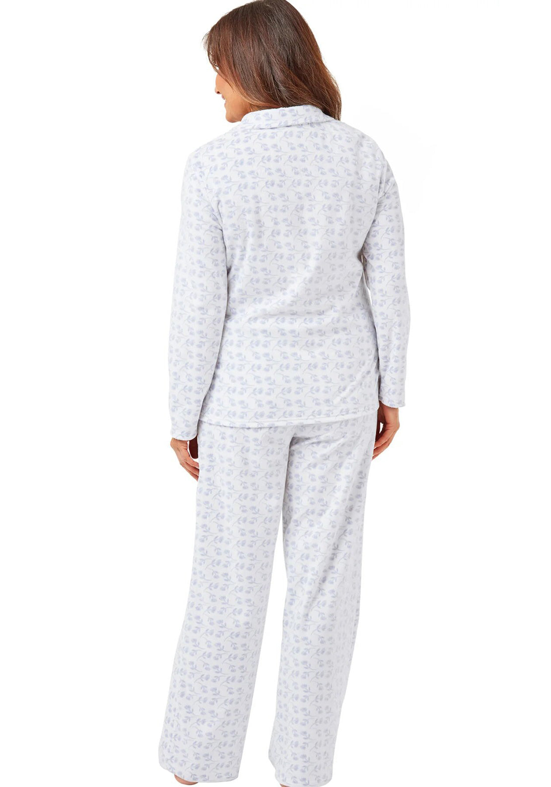 Marlon Floral Fleece Button Up Pyjama Set, Blue