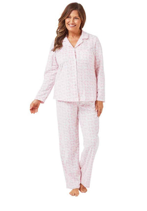 Marlon Floral Fleece Button Up Pyjama Set, Pink
