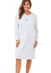 Marlon Floral Print Long Sleeve Nightdress, Blue