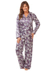 Marlon Satin Feel Floral Print Pyjama Set, Purple