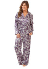 Marlon Satin Feel Floral Print Pyjama Set, Purple