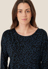 Masai Gertine Leopard Jersey Tunic Top, Teal Blue