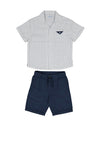 Mayoral Mini Boy Stripe Shirt and Short Set, Navy